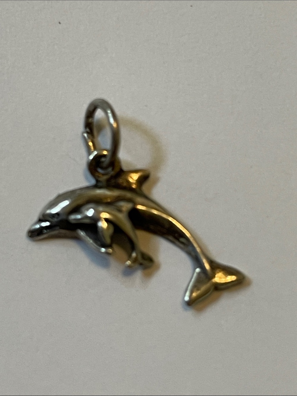 Sterling Silver Dolphin with Calf Charm Pendant